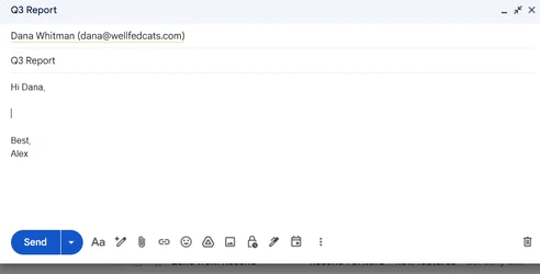 Voxor drafting an email in Gmail using instruction mode